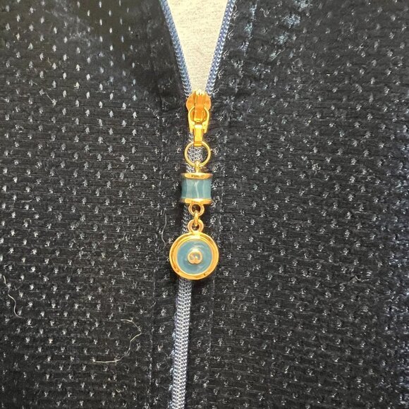 ST. JOHN SPORT by Marie Gray Velour Jacket Size Medium Blue, Light Blue Lining - Picture 2 of 7